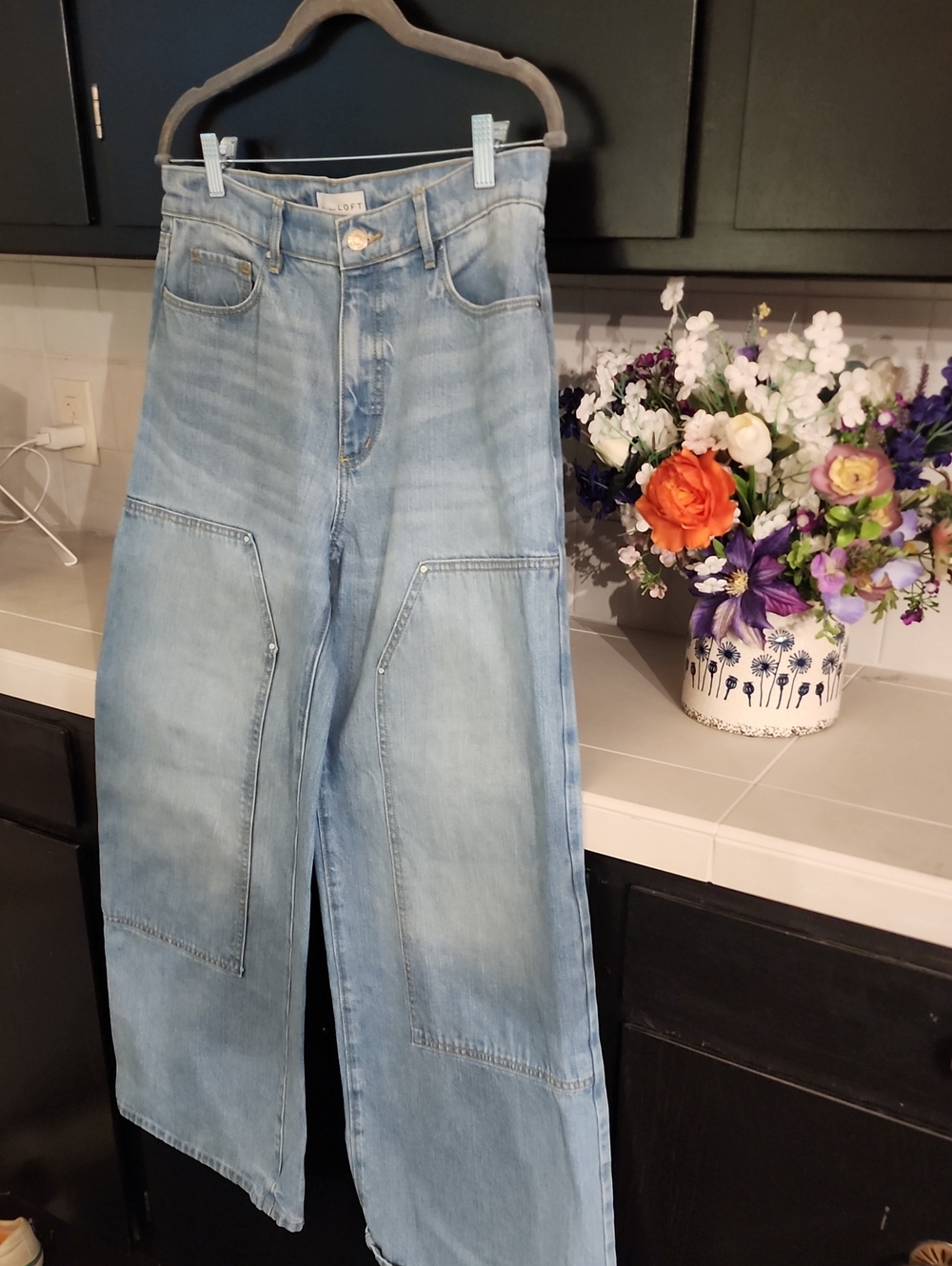 LOFT Light Blue Wide-Leg High-Rise Jeans